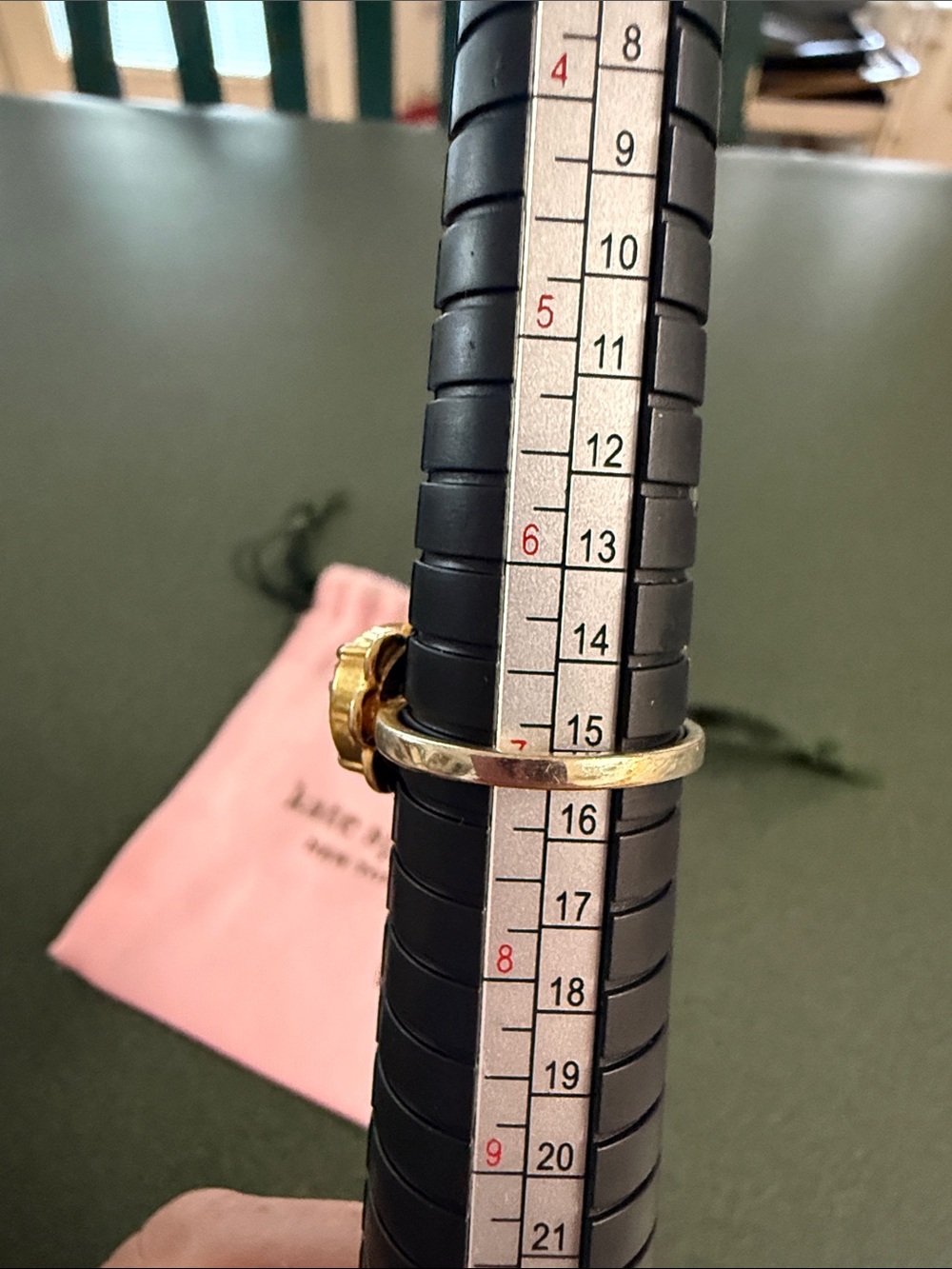 kate spade Gold Tone Pavé Crystal Ring with Pink Pouch - Picture 2 of 5